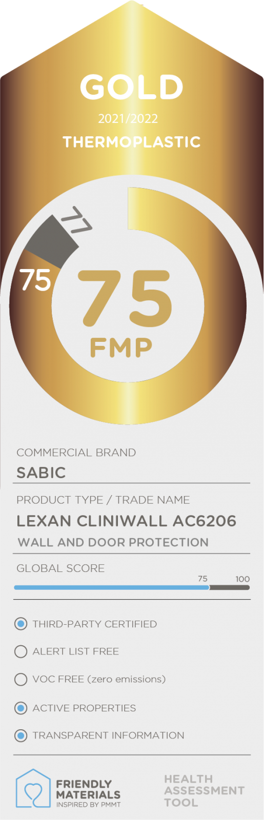LEXAN CLINIWALL AC 6206 ANTIBACTERIAL gold 75