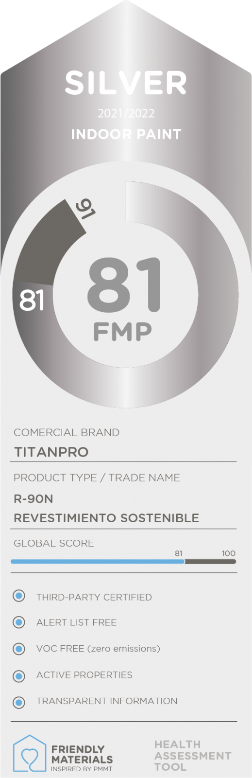 PINTURA BIOSOSTENIBLE PARA FACHADAS TITANPRO R-90N silver 81